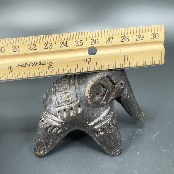 Vintage Hand Made Pottery Elephant Figurine Primitive Style Textured Figure VTG - Picture 4 of 11